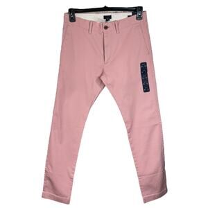 J. Crew Mens SZ 30x32 Flex Slim Pants Zip-Fly Slash Pockets Straight Leg Pink